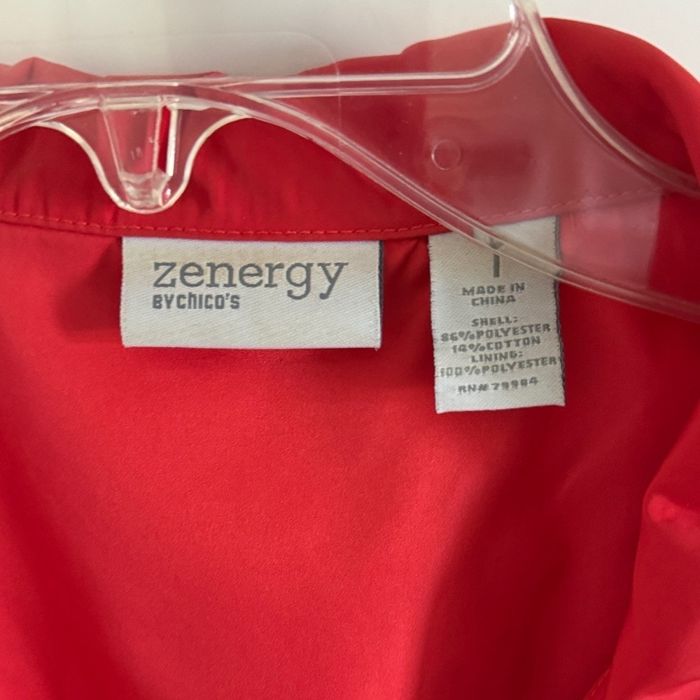 Zenergy by Chico's Orange Eyelet Jacket with gold hardware Size 1 - Picture 6 of 9